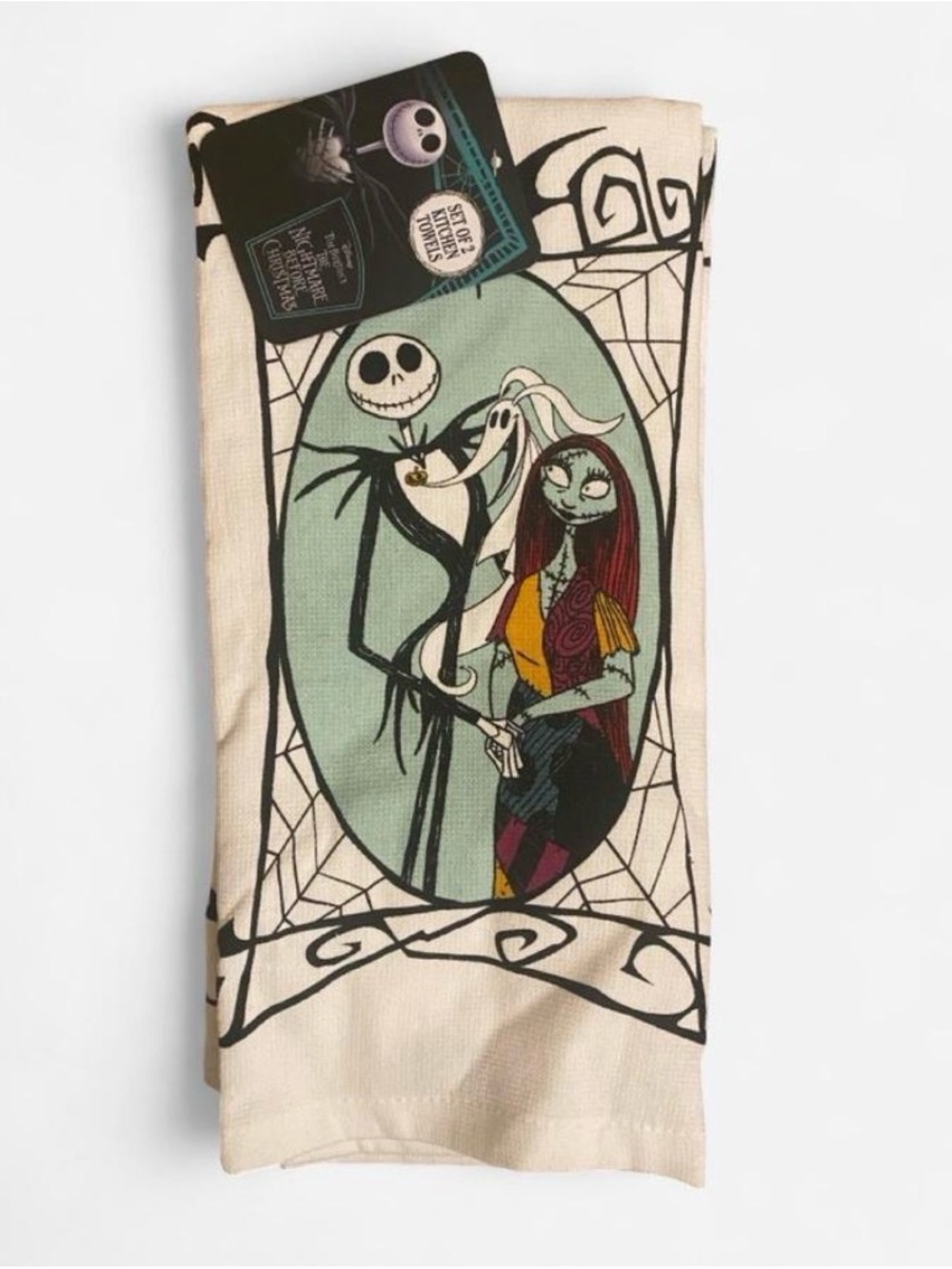 The Nightmare Before Christmas Jack & Sally Beige Decorative Kitchen Towel